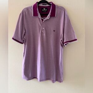 Buttercloth Men's Icy Cotton Polo Shirt Magenta Stripes Slim Fit XL